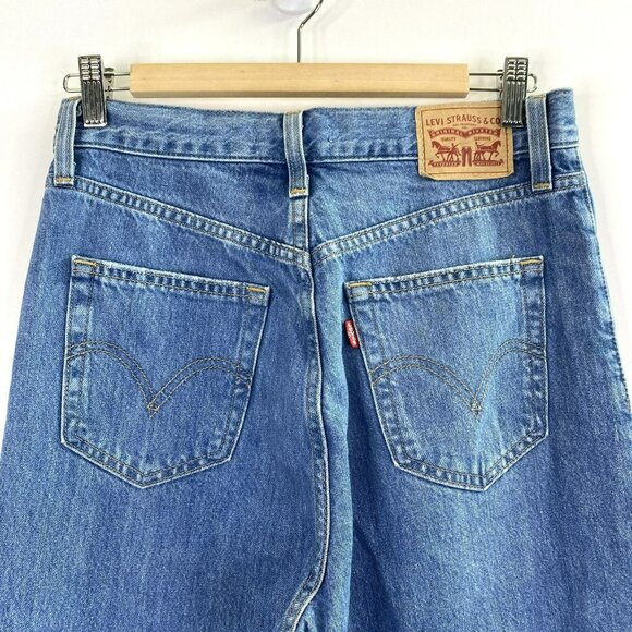 Levis Jeans High Waisted Straight Denim Blue Womens Size 27x30 Distressed - Picture 4 of 4